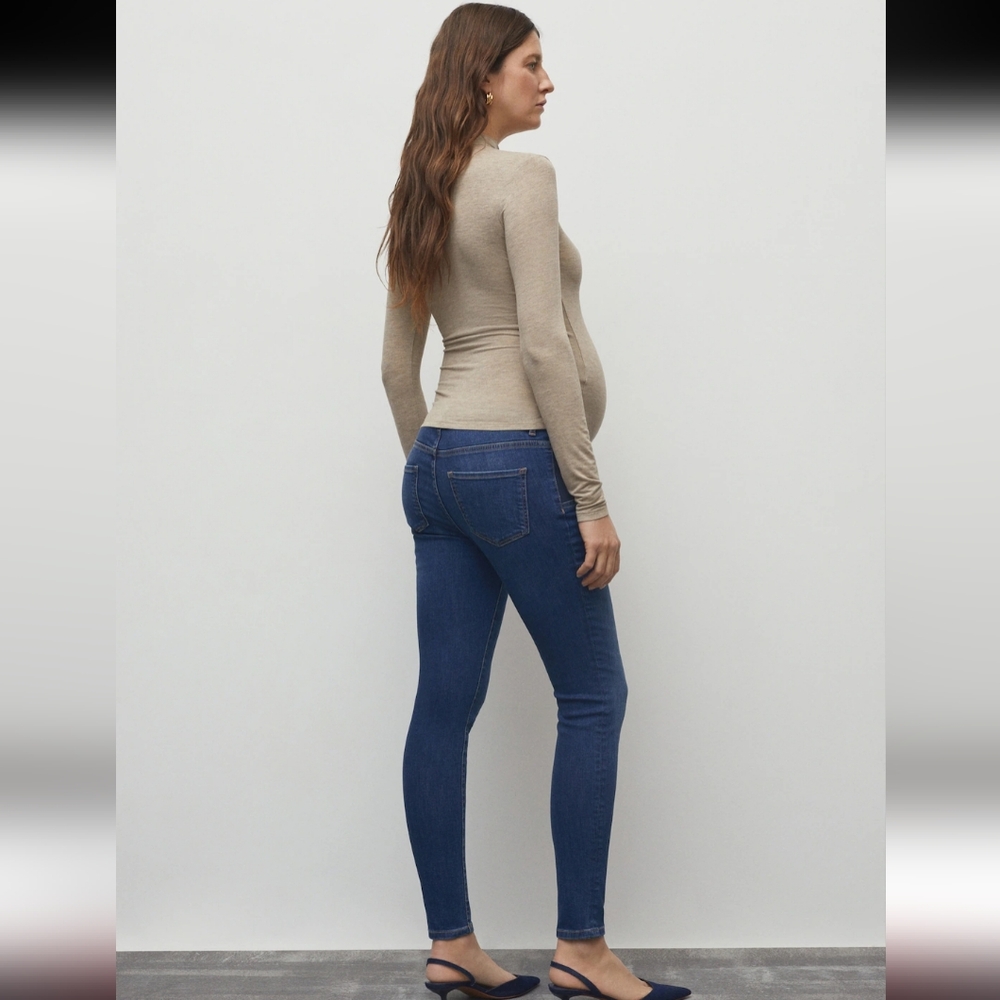 MNG MANGO | Women's Med Wash Low Waist Ankle Length Maternity Skinny Jeans - Picture 2 of 7